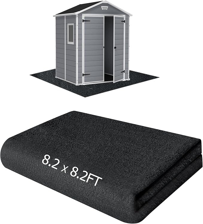 Outdoor Storage Shed Floor Mat, 8.2*8.2FT Waterproof Washable Garden Flooring Pad with Non Slip Backing, Soft Furniture Patio Covering Carport dust Oil Mat-Tool Shed, Storage Shed Not Included
