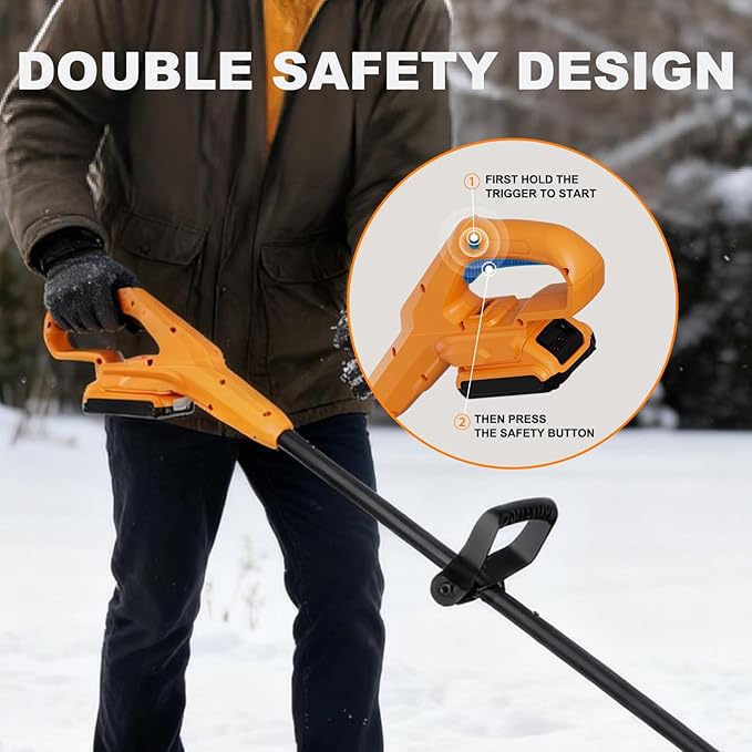 Electric Snow Shovel-Cordless Snow Removal Kit with Direction Plate & Dual-Safety Switch,Max 10" Throw Distance