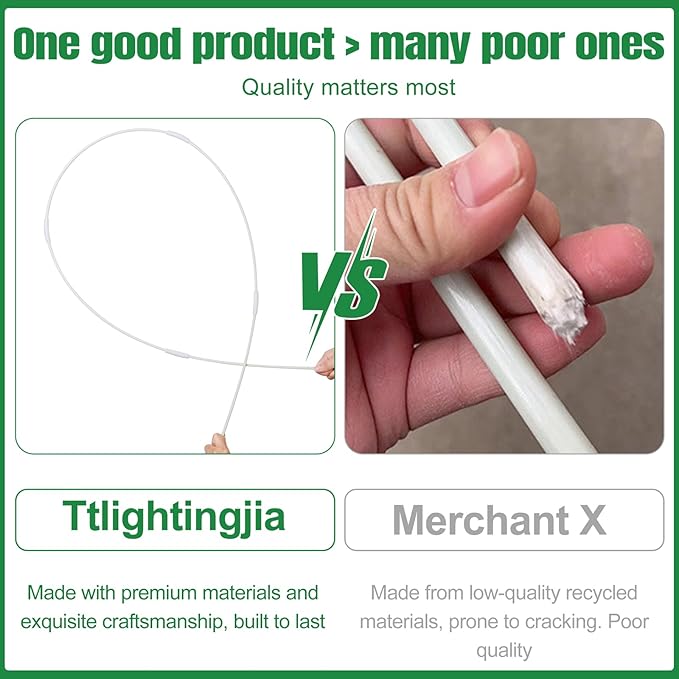 60 Pcs Garden Hoops for Raised Beds, 12 Sets Rust-Free Fiberglass Greenhouse Hoops - Grow Tunnel Kit for Plant Support, Row Covers, Netting, and Low Tunnel Hoops, Perfect for DIY Garden Projects