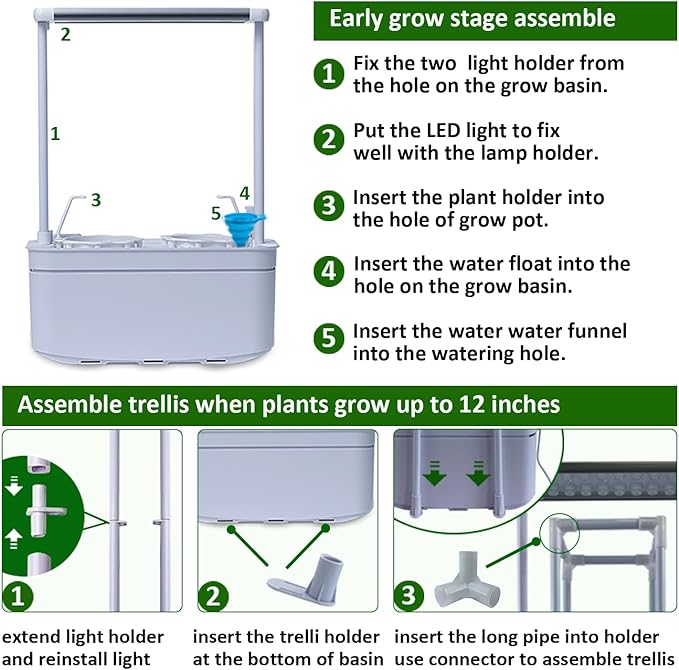 Hydroponics Growing System kit with Trellis,Smart Hydroponic Gardening System with LED Grow Light, Indoor Hydroponic Garden Herb Grow Kit for Short Tomato,Pepper,Cucumber (6200LC)