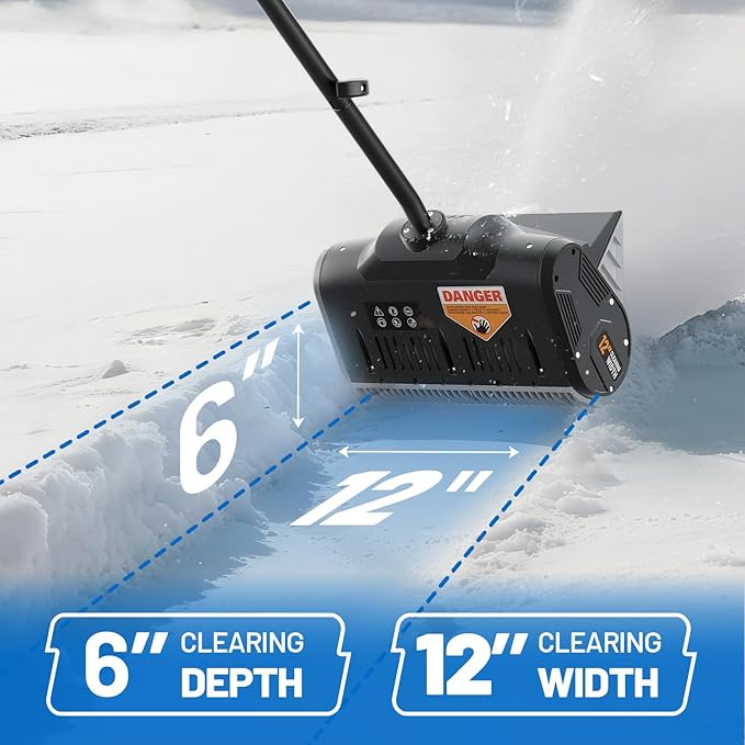 Litheli Cordless Snow Shovel, 20V 12'' Brushless Electric Snow Blower for Driveway, Battery Powered Snow Thrower, 4.0Ah Battery Included