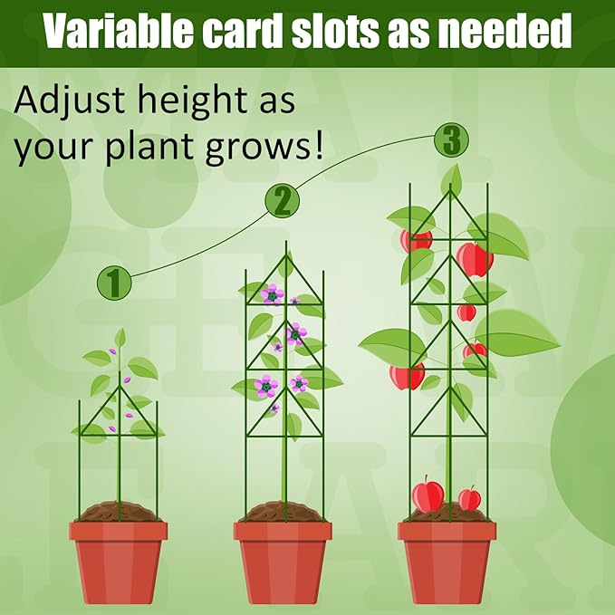 50 Pcs Expandable Trellis Connectors, 11 Inch Green Plastic Stake Arms for Tomato Cage, Climbing Plants Attach, 11mm Diameter Plant Stake