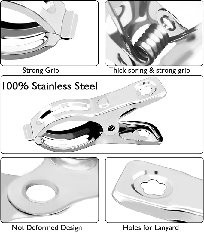 BESTEEL Upgraded 100 PCS Garden Clips, Greenhouse Clamps 100% Stainless Steel Heavy Duty Greenhuose Clips for Netting - Strong Grip to Hold Down Shade Cloth or Plant Cover on Garden Greenhouse Hoops