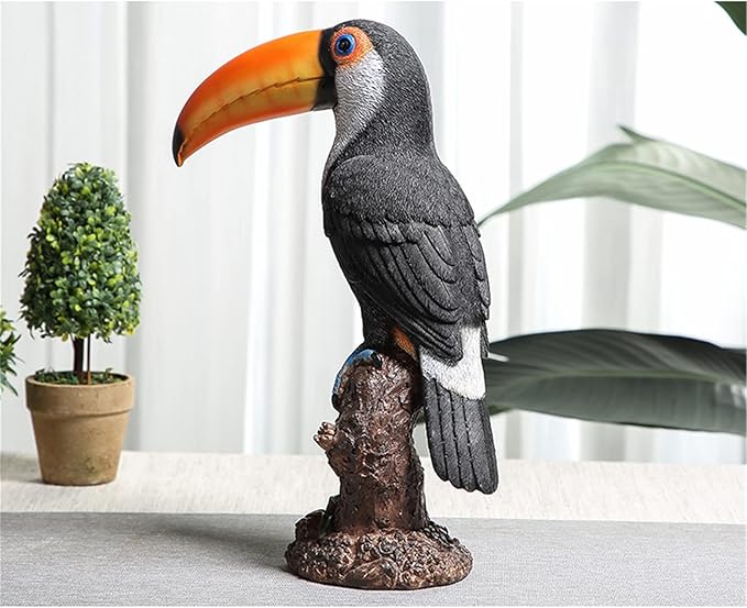 Toucan on Stump Statue Toucan Tree Hugger Garden Statues, Resin Toucan Lifelike Bird Sculptures for Patio Lawn Yard Home Decoration