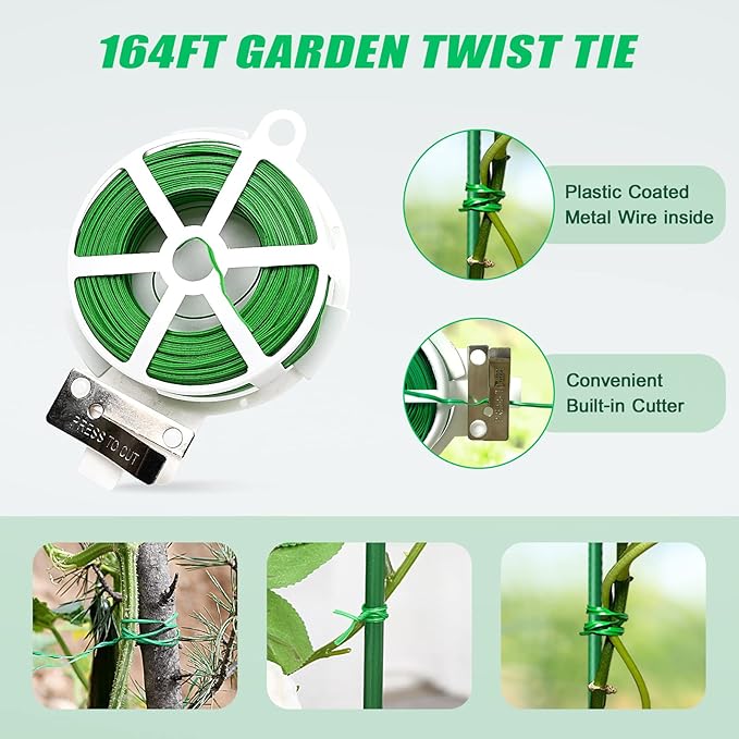 DoCred Cucumber Trellis, 2 Pack Metal Foldable A Frame Garden Trellis for Raised Bed Climbing Plants, Vegetables, Includes Plant Support Clips, Twist Ties, Plastic Ties, A Frame Trellis, Green