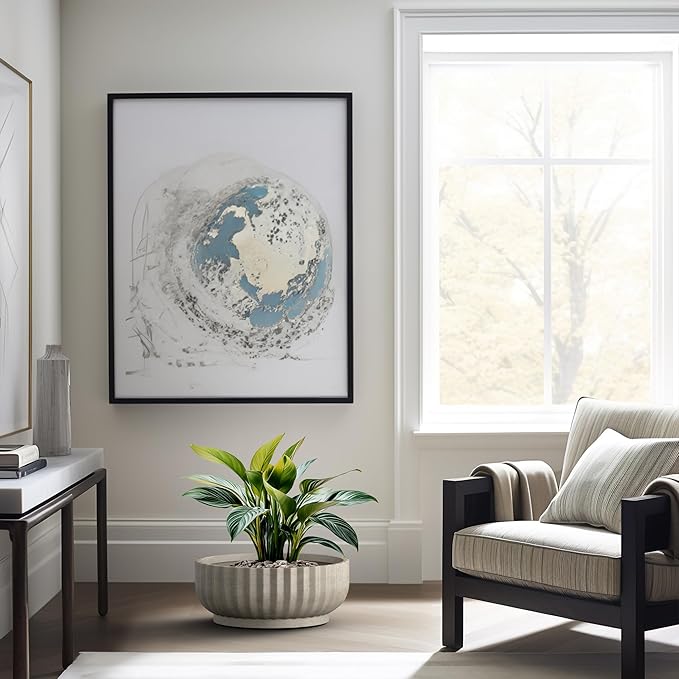 Kante Round Fulted Bowl Planter, 20.9 Inch Dia Large Concrete Flower Pots with Drainage Hole and Rubber Plug, Suitable for for Indoor Outdoor Plants, Home, Patio, Garden, Weathered Concrete