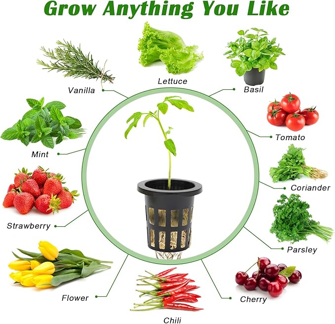 100 Pcs Rockwool Cube for Hydroponics with Net Pot, 50P 1Inch Rockwool Stonewool Plug & 50P 1.5Inch Net Cup for Seed Starter Soilless, Hydroponics, Plant Germination Start (Black)