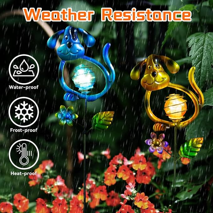 Solar Outdoor Garden Lights,27.4''H Solar Dog Statues Outdoor Lights,Waterproof Solar Decorative Garden Stakes for Lawn Patio Pathway, Solar Lights for Outside for Mom,Women,Dog Lovers