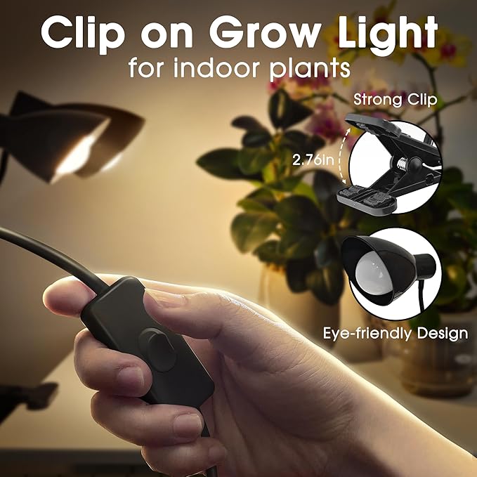 Grow Lights for Indoor Plants, Briignite Full Spectrum Grow Light Dual Head, 22W LED Clip On Grow Lights 200W Equivalent, Bulbs Replacement, Adjustable Gooseneck Grow Light for Seed Starting Indoor