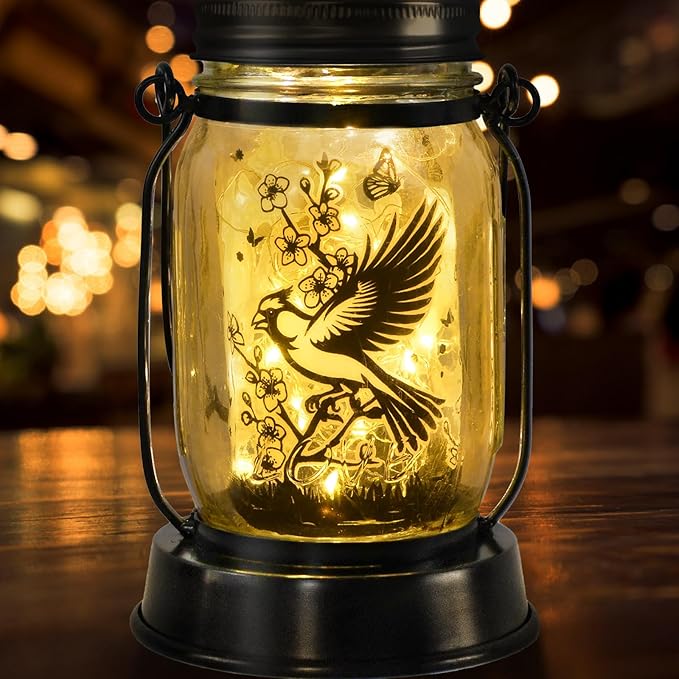 Cardinal Gifts for Women/Men Cardinal Solar Lanterns Mom Grandma Birthday Present Lantern Memorial Lights Solar Garden Decoration Outside for Yard, Patio,Backyard,Porch Torches