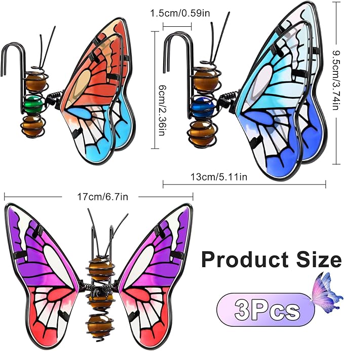 Butterfly Flower Pot Decorations,3Pcs Decorative Hangers for Outdoor Plant Pots, Plant Decoration Landscape Decor Garden Adornment