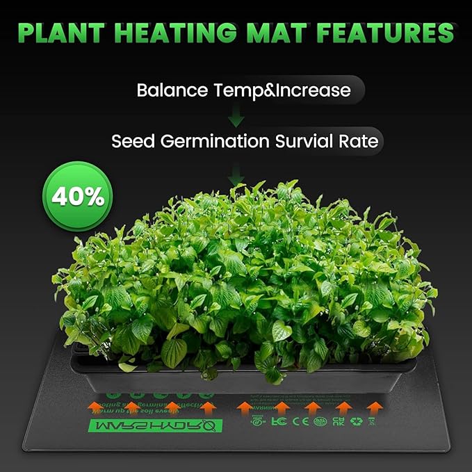 MARS HYDRO 48''x20.75'' Seedling Heat Mat with Thermostat Combo Set，Heating Pad for for Germination, Indoor Gardening, Greenhouse