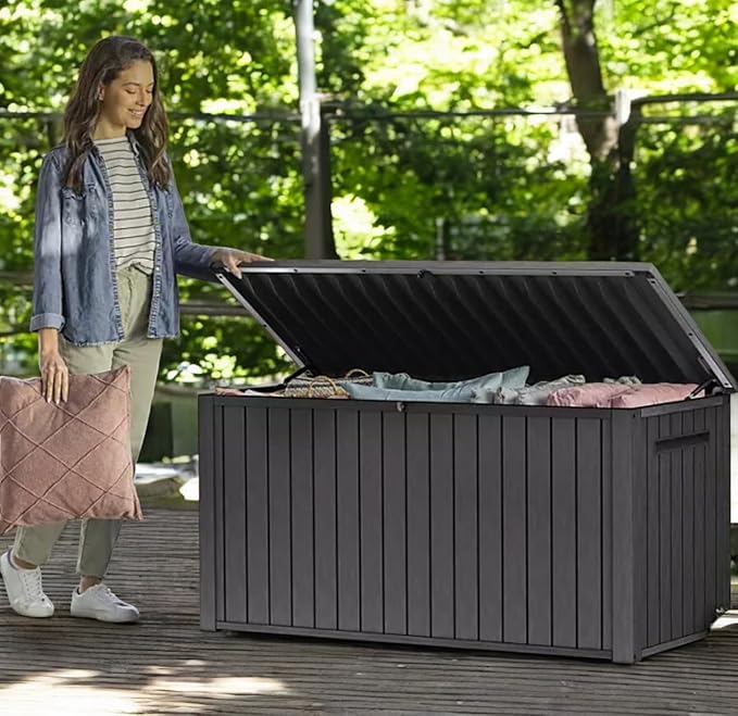 Outdoor Storage Box with Lockable Lid - Weather-Resistant and Stylish (Graphite Grey, 170)