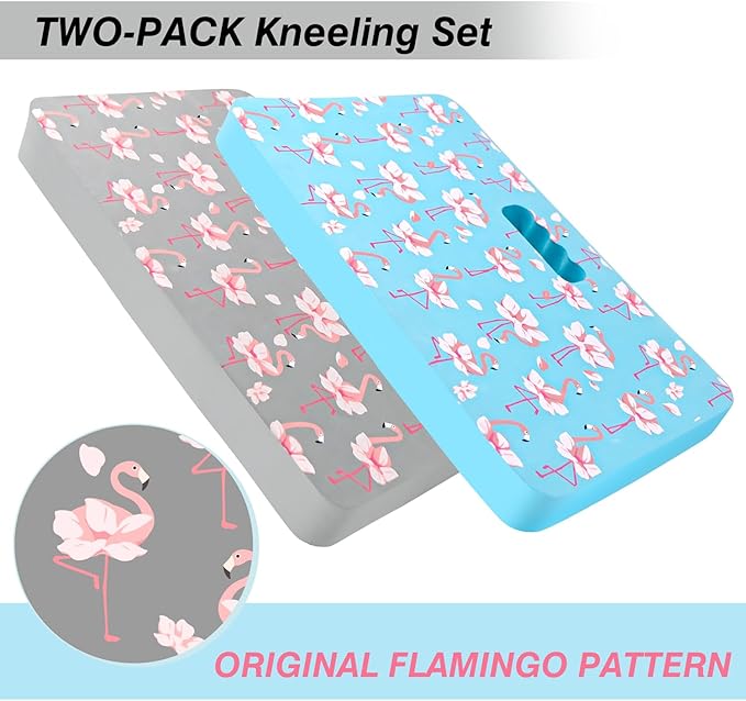 Gardening Kneeling Pad 2 Pack, Extra Thick Kneeling Cushion with Print, Comfy Kneeling Pads Resist Water, Durable and Shock Absorbent, Gardening Knee Pads for Women, Baby Bath, Yoga, Repair