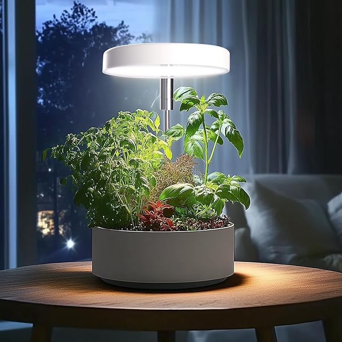 Grow Lights for Indoor Plants Small Potted - Full Spectrum, Auto 3/9/12H Timer, 10-Level Dimming & Adjustable Height - Compact Grow Light for Succulents, Herbs, Foliage in Home/Office (White,2PACKS)