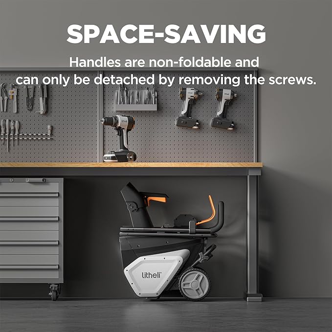 Litheli 2x20V Cordless Snow Blower, 20'' Brushless Electric Snow Thrower with Wheels, 180° Adjustable Chute, LED Lights, 2x4.0Ah Battery Included, Heavy Duty for Driveway Patio