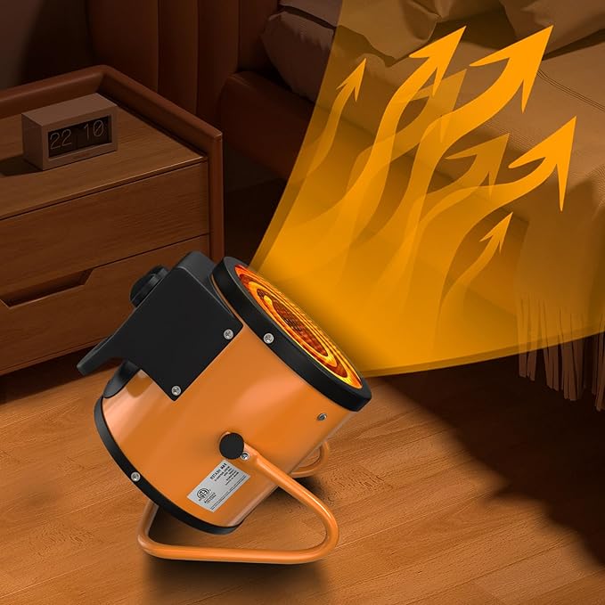 Gardtech Greenhouse Heater with Digital Thermostat, 1500W Portable Outdoor Heater with Overheat Protection, Grow Tent Heaters [Stronger air volume] Fast Heating for Patio, Garage, Flower House(Orange)