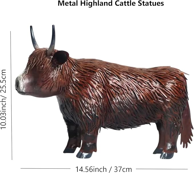 Garden Metal Highland Cow Outdoor Statues Cattle Yard Art Lawn Decoration Outdoor Sculpture Housewarming Birthday Gifts