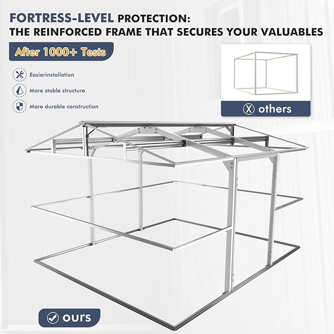 12x10 FT Metal Shed Heavy-Duty, Outdoor Storage Garden Sheds with Reinforced Steel Frame & Customizable Skylight, Weatherproof Galvanized Tool Tiny House for Backyard, Patio, and Lawn