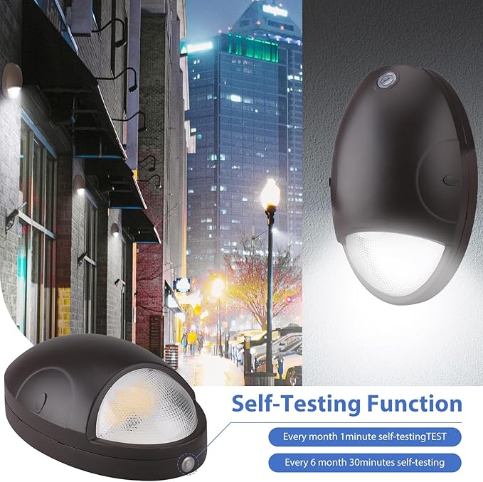 dephen 15W LED Emergency Wall Pack Light with Battery Backup and Photocell, Dusk to Dawn WallPack 3500K/4000K/5000K CCT, 90 Minutes 600Lm Security Lighting Self Test (UL-Listed)