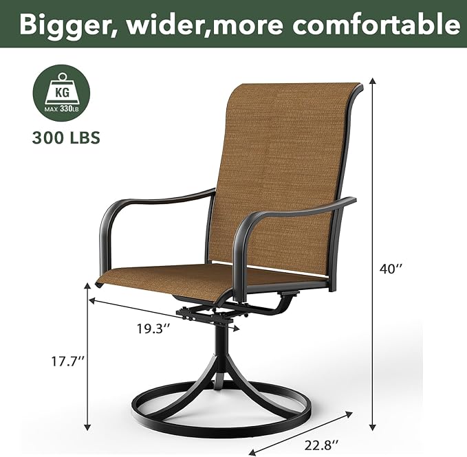 7-Piece Outdoor Dining Set, 58'' Round Table with 6 Swivel Chairs All Weather Furniture Set - Brown Style2