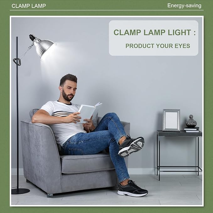 Macarrie 12 Pack Clamp Lamp Light with Aluminum Reflector, 6ft SPT-2 18awg Cord and Adjustable Stand Fixture E26 Socket, up to 150 Watt, No Bulb(5.5 Inch)