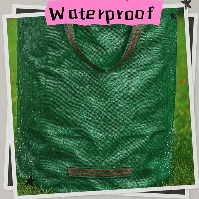 JKKGS Yard Waste Bags (3-Pack, 72 Gallons, H30 x D26 inches), Reusable, Heavy Duty Collapsible Standable Garden Lawn Leaf Bags and Trash Bags for Debris, Grass, Recycling, Camping, Parties, Laundry