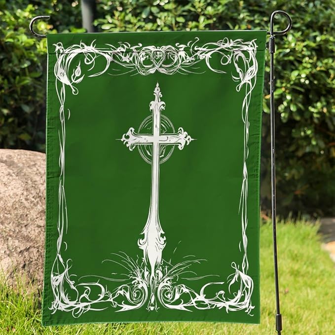 St. Patrick's Day Cross Outdoor Garden Flag 12X18 Inches Double Sided Seasonal Garden Flag
