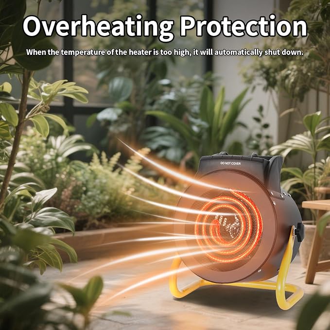 Greenhouse Heater with Digital Thermostat, 1500W/750W Electric Grow Tent Heater, IPX4 Waterproof, Overheat Protection, Fast Heating for Patio, Flower Room, Green House, Ourdoor