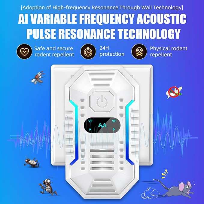 2025 Upgraded Ultrasonic Pest Repellent Indoor Insect Repeller,Pest Control,Repellent Roach,Mouse,Spider,Bugs,Mosquito,Mice,Ant, 6 Packs Rodent Repellent Ultrasonic Plug in,Family and Pets Friendly
