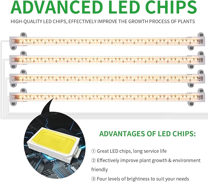LED Plant Growing lamp, 3000K Full Spectrum Grow Light Strips for Indoor Plants with 3/9/12H Timer & 10 Dimmable Levels, Sunlike Grow Light for Green House Hydroponics Succulent