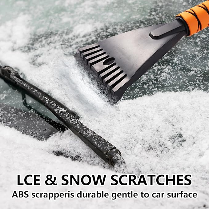 2 Pack Car Snow Brush with Ice Scrapers, 27 Inch Snow Remover for Car Windshield and Door, Detachable Ice Shovel Tool with Ergonomic Foam Grip, Winter Accessories for Car