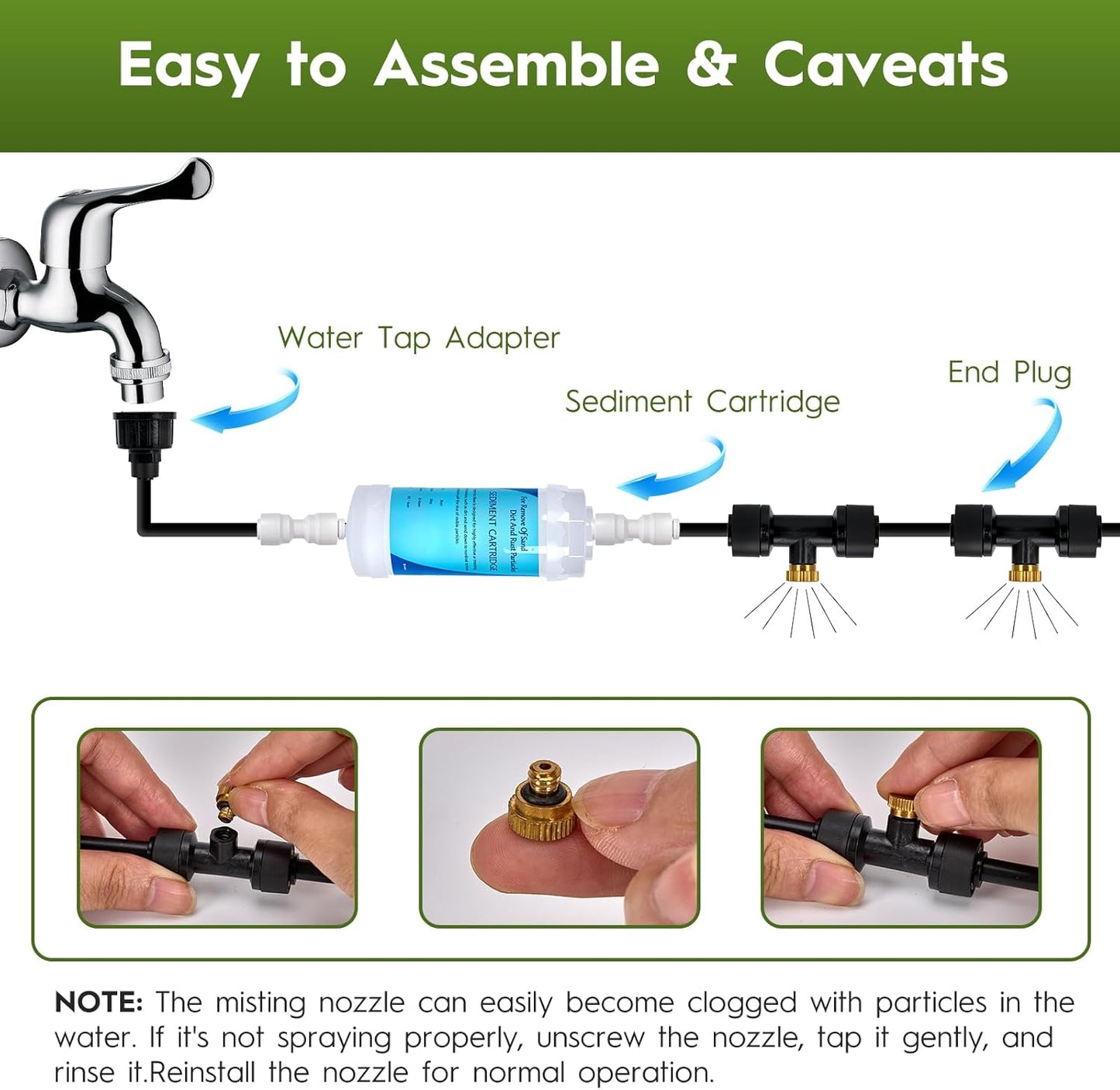 30FT Outdoor Misting Cooling System‌ - Patio Garden Kit with ‌Brass Nozzles & UV Tubing‌, DIY Install for ‌Pool, BBQ, Greenhouse‌, Water-Saving High Pressure Cooler