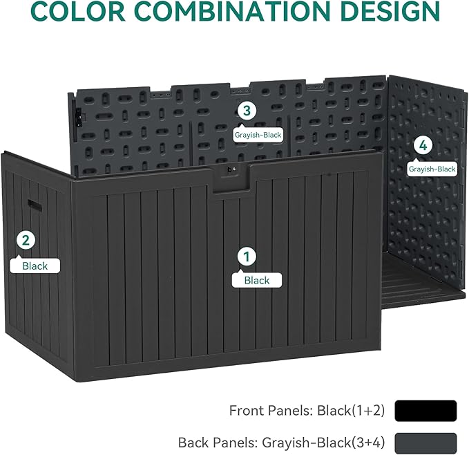 YITAHOME 200 Gallon Double-Wall Deck Box with Divider & Side Handles, Outdoor Large Storage for Patio Furniture Cushions, Garden Pool Accessories, Water Resistant & Lockable(Black)