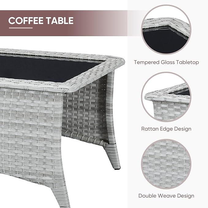 Patio Furniture 4 Piece, All-Weather PE Wicker Outdoor Furniture Set with Coffee Table,Outdoor Patio Furniture with Swivel Rocker Chairs and Outdoor Sofa