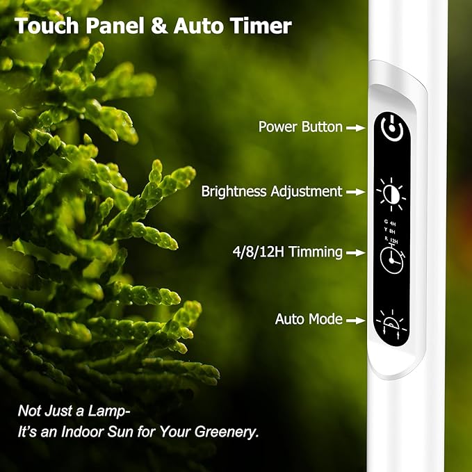 STERREN Grow Lights Stand for Indoor Plants, Full Spectrum Plant Floor Lamp for Indoor Growing, 22W LED Plant Light with 4/8/12H Timer, 47’’ Modern White Standing Grow Light for All Stages,1437lm