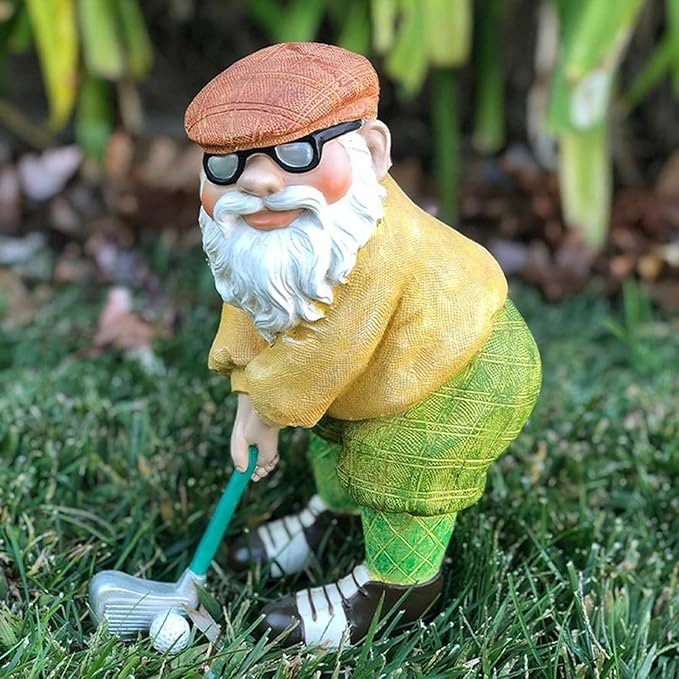 Golf Gnomes Statues Outdoor Decorative for Garden, Yard Ornament Golf Decor for Patio Porch Lawn Bookshelf Home, 7.8" H × 5.1" L × 4.1" W