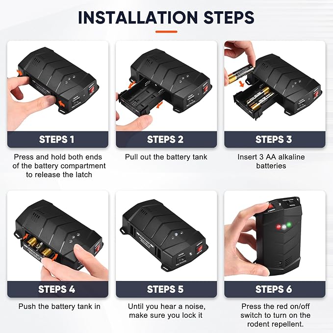 2 Pack Battery Powered Ultrasonic Rodent Repeller for Car Engines – Under Hood Mouse Deterrent for Cars, Garages, Basements, and Warehouses