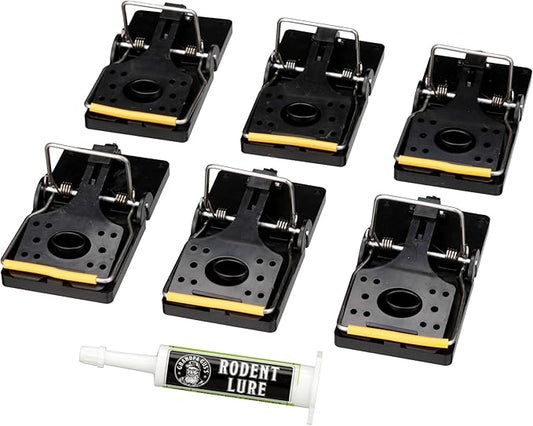 Grandpa Gus's Pest Control Large Snap Traps for Mice/Rats (6 Pack) Bundle with 1 Pack Rodent Lure, Food-Grade Bait, 0.5 oz