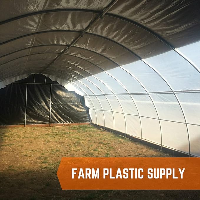 Farm Plastic Supply - Black & White Greenhouse Plastic Sheeting - 6 mil - (12' x 10') - 90% Reflective Green House Covering Film for Farming, Gardening, Agriculture