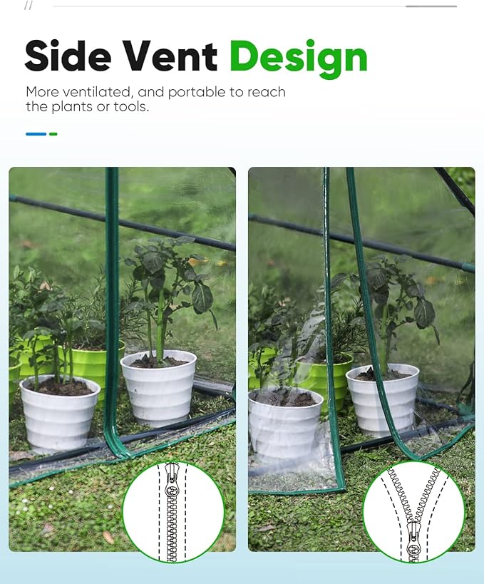 Quictent Portable Mini Cloche Greenhouse w/ Elevated Bottom, Reinforced High Light Transmission Waterproof UV-Resistant Hot House for Indoor Outdoor, w/ 50 T-Shaped Plant Tag, 95" x 36" x 36" (Clear)