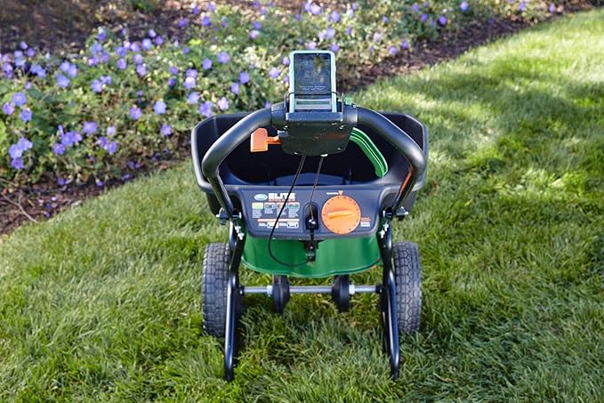 Scotts Elite Spreader for Grass Seed, Weed and Feed, Fertilizer, Salt and Ice Melt, Durable Push Spreader Holds up to 20,000 sq. ft Product