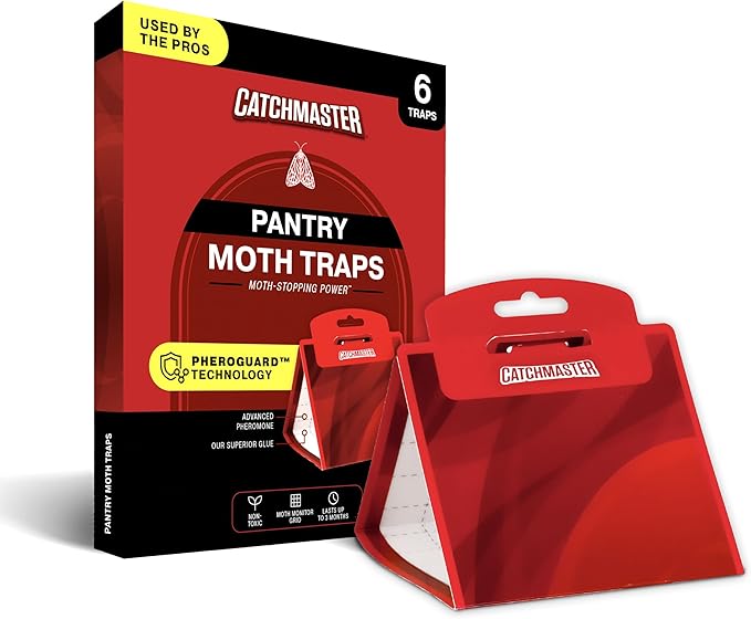Catchmaster Pantry Moth Traps with Premium PheroGuard Technology – XL, Extra-Strength Glue – Odorless, Kids and Pet Safe – Traps & Eliminates Moths – Protects Pantry, Cabinets & Food Storage – 6-Pack