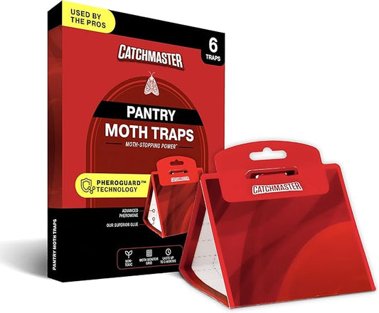Catchmaster Pantry Moth Traps with Premium PheroGuard Technology – XL, Extra-Strength Glue – Odorless, Kids and Pet Safe – Traps & Eliminates Moths – Protects Pantry, Cabinets & Food Storage – 6-Pack