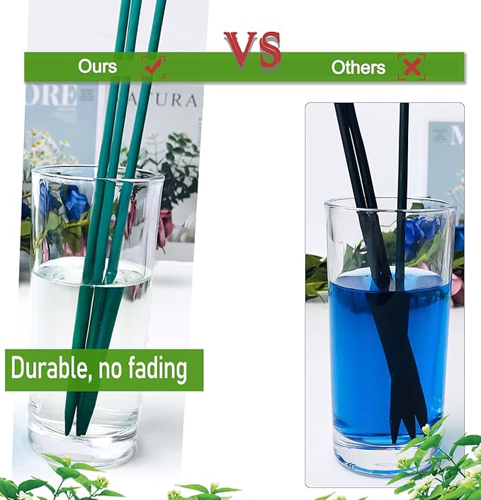 Plant Sticks 17 Inch &12 Inch Wood Plant Stakes 30 Pack Orchid Support Stick Sturdy Blue Green Bamboo Plant Holder Gardening Floral Picks Potted Plants Support