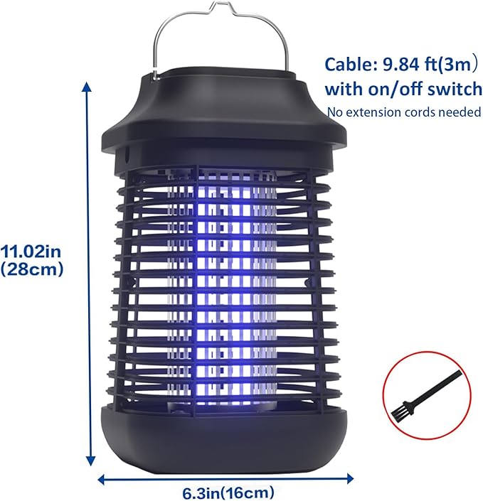 Bug Zapper for Outdoor and Indoor,3-Meter Power Cord with Switch Mosquito Zapper,Bug Zapper Outdoor for Home Backyard, Patio