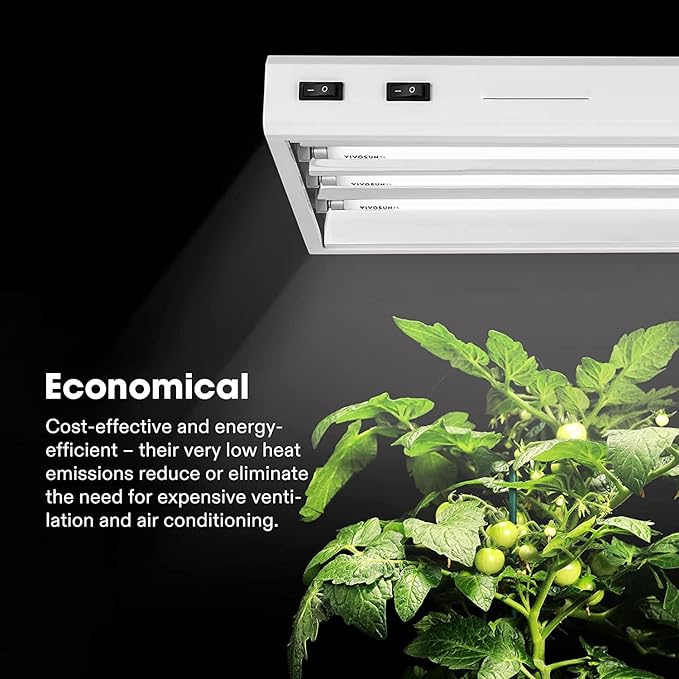 VIVOSUN T5 Grow Light Bulbs 2 Ft 22 Inches, 24W 6500K HO Fluorescent Tubes Light Bulbs, Cool White T5 Bulb for 22 Inches T5 Light Fixtures, T5 Grow Lights for Indoor Plants, 2 Ft 24W Pack of 5