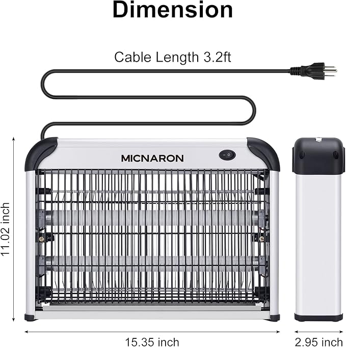 Upgraded 3800V Mosquito Zapper, High-Voltage Electric Bug Zapper Indoor Mosquito Killer Lamp Fly Moth Gnat Traps W/ 2 Replacement Bulbs