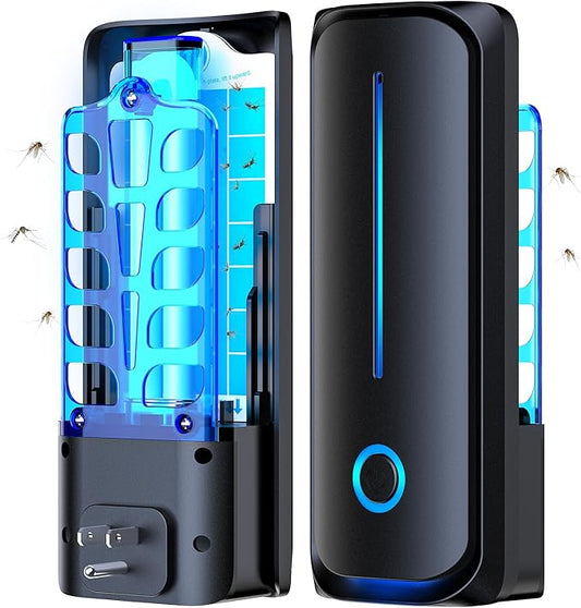 Fly Trap Indoor, Plug in Fruit Fly Traps for Indoors(1 Device + 10 Refills),Gnat Light Traps for House Indoor Bug Zapper, Gnat Killer Indoors Catcher for Home Office (Black)