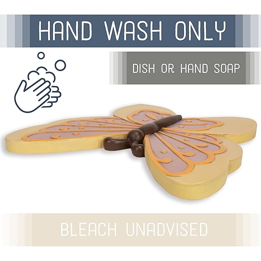 NAT & Jules Animal Character Shaped Dimensional Indoor Outdoor 11 inch Cast Resin Decorative Garden Stepping Stone, Patio, Walkway Sculpture Yard Art, Yellow Butterfly